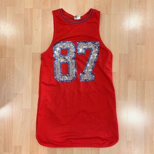 Divided H&M | Red sequin 87 basketball jersey dress shirt